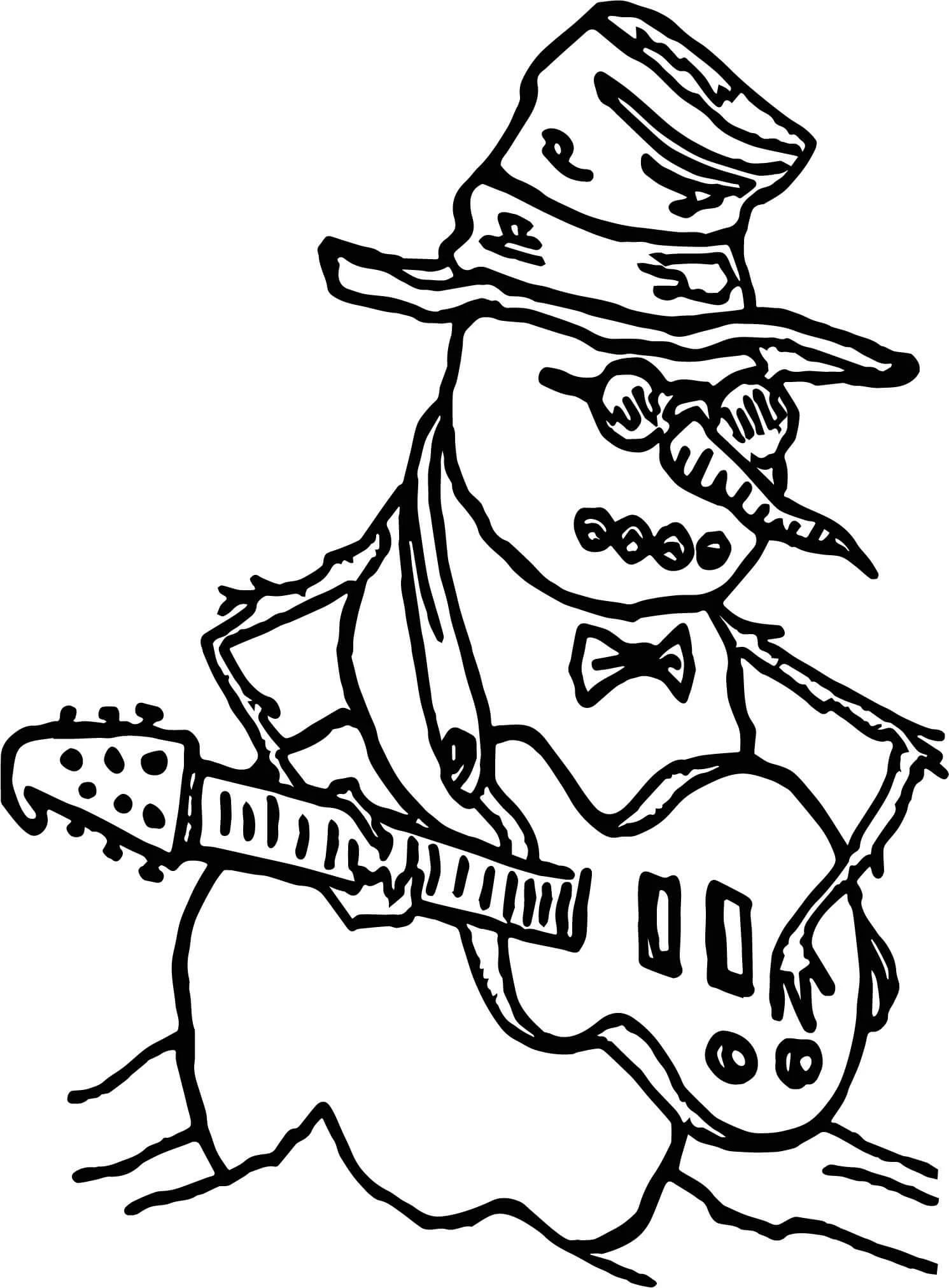 Gitar boyama sayfası – PDF indir, sevimli karakter