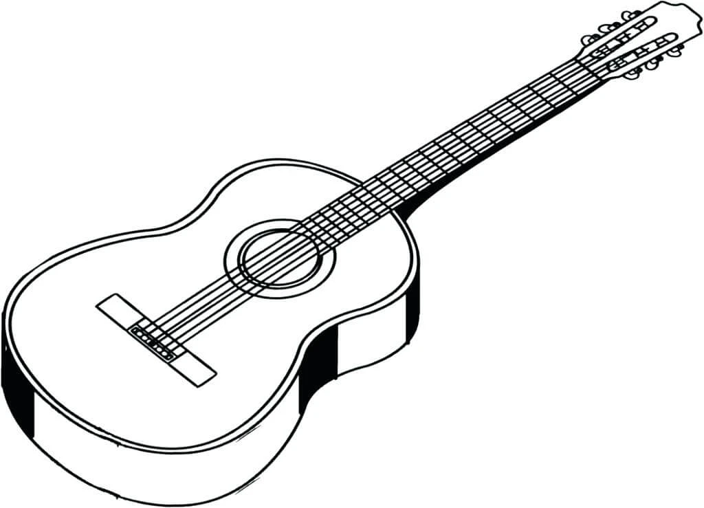 Gitar boyama sayfası – kolay boyama, eğitici aktivite