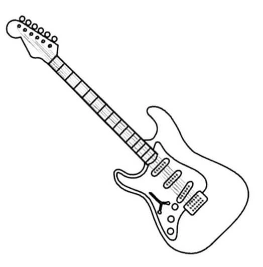Gitar boyama sayfası – sevimli karakter, sanatsal çalışma