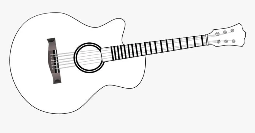 Gitar boyama sayfası – çizgi film temalı, basit çizim