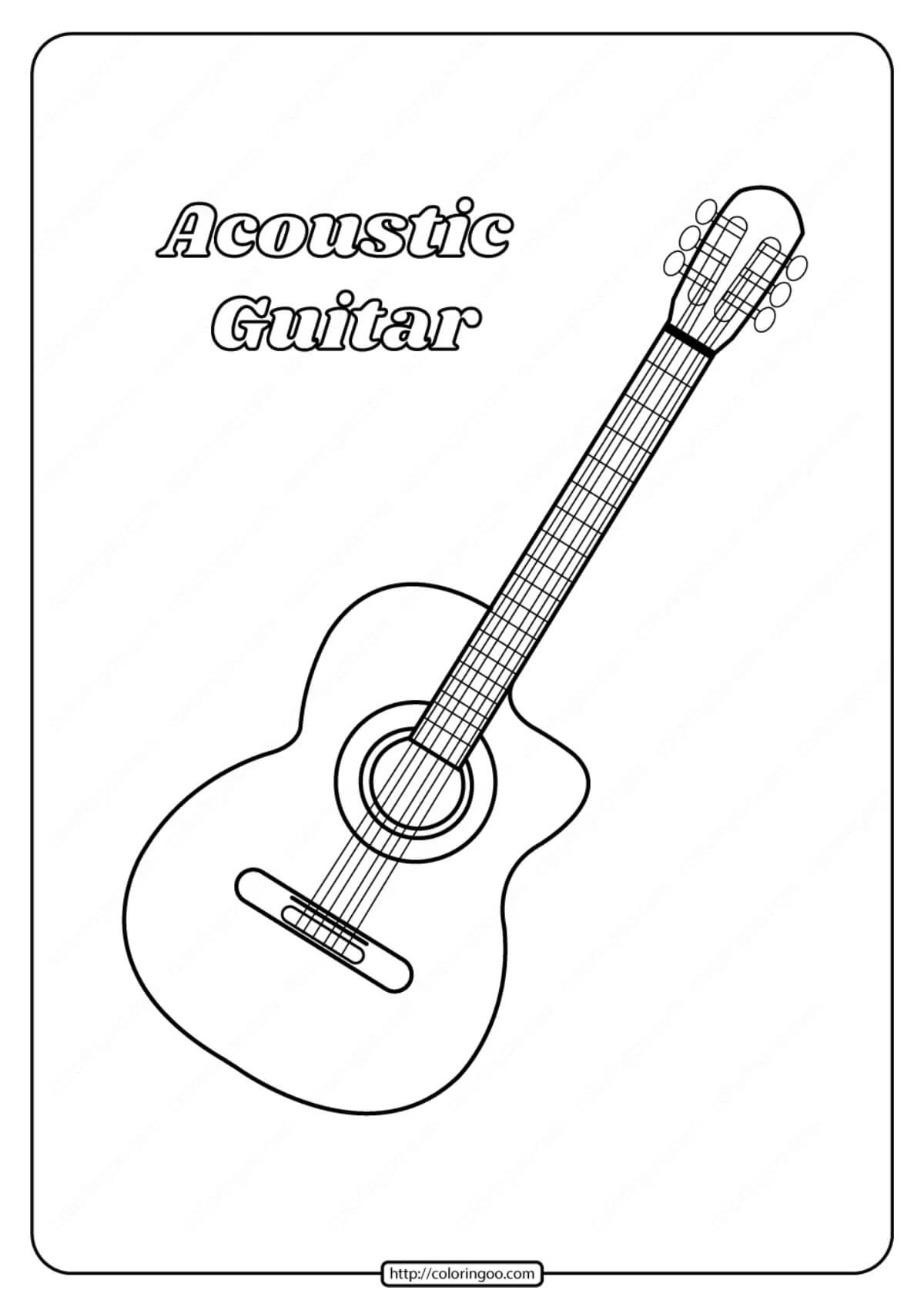 Gitar boyama sayfası – eğitici aktivite, yaratıcılık