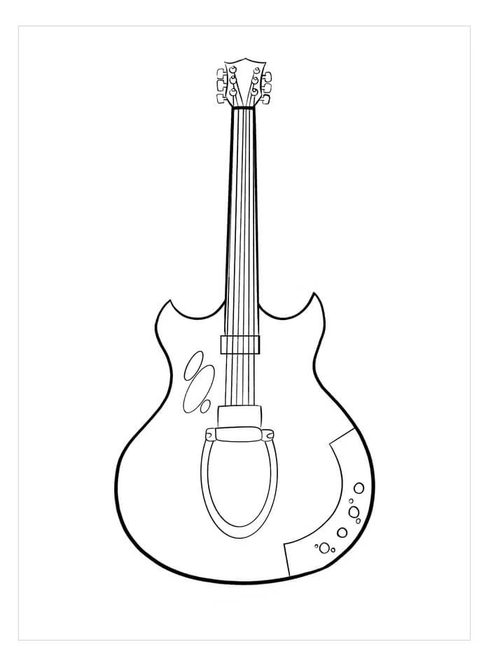 Gitar boyama sayfası – el becerilerini geliştirir, boyama çalışması