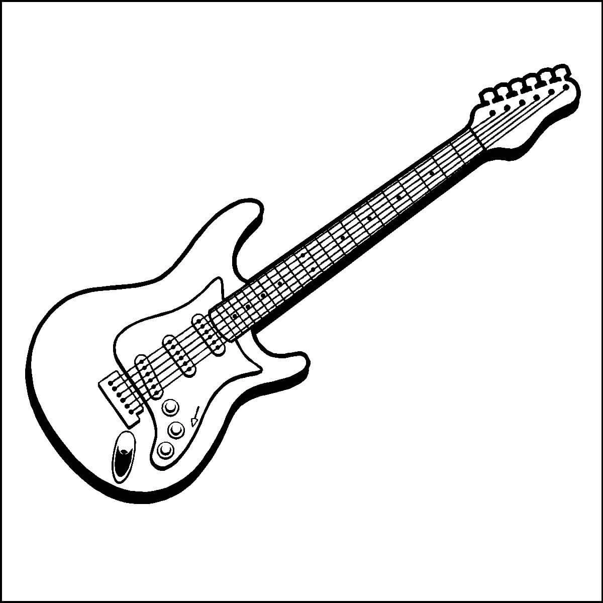 Gitar boyama sayfası – evde etkinlik, ücretsiz yazdır
