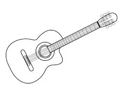 Gitar boyama sayfası – çocuk aktivitesi, PDF indir