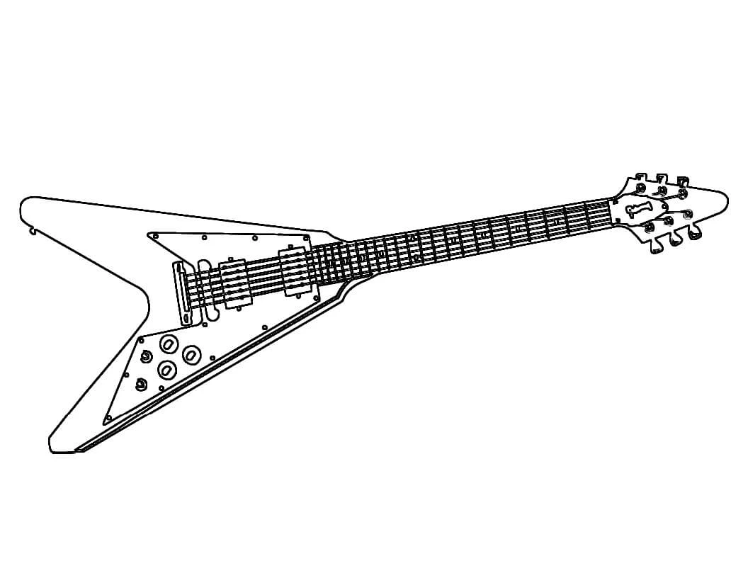 Gitar boyama sayfası – eğlenceli etkinlik, el becerilerini geliştirir