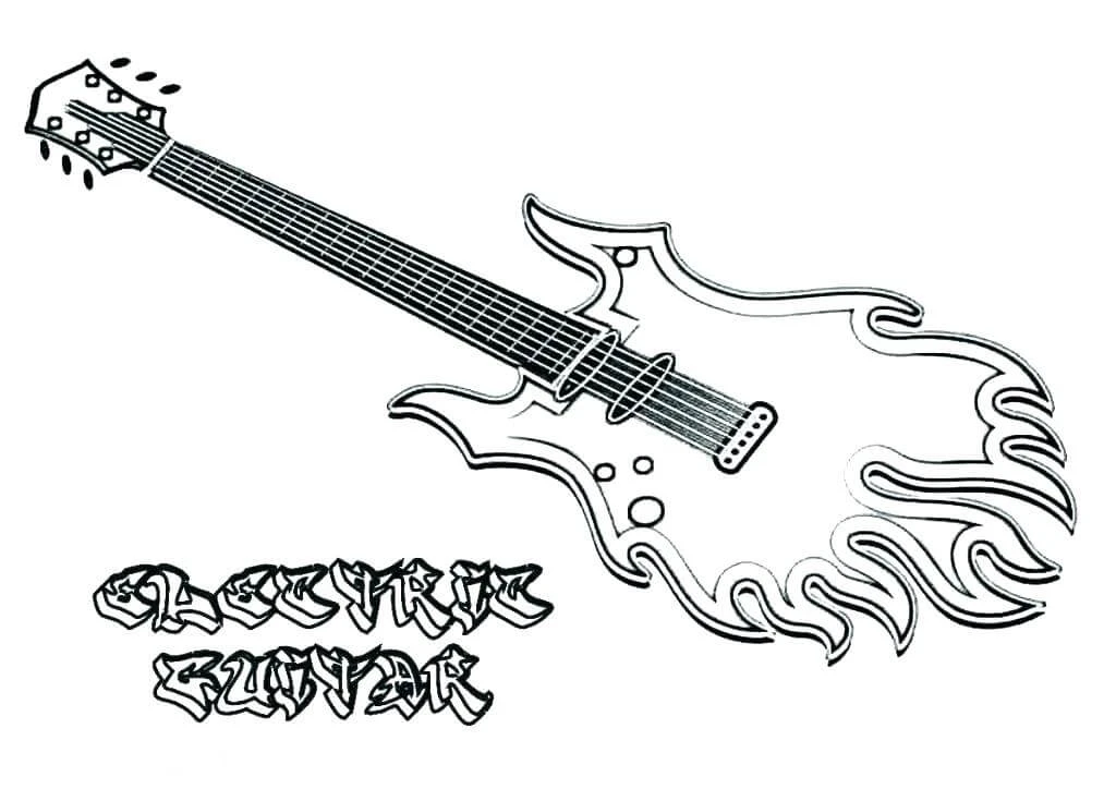 Gitar boyama sayfası – boyama etkinliği, çocuk aktivitesi