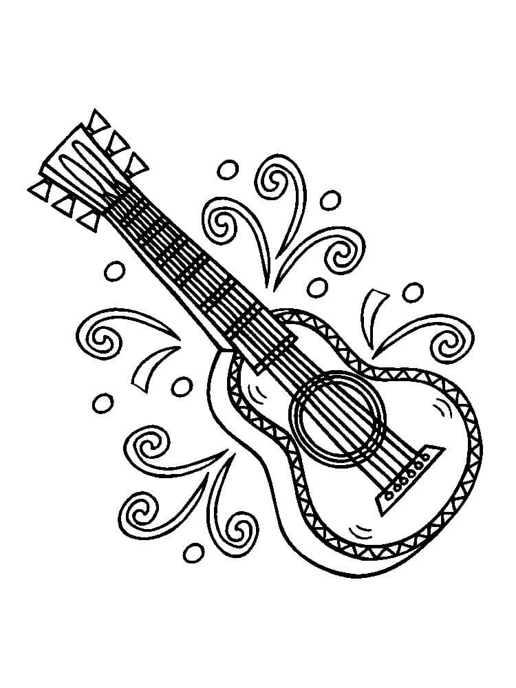 Gitar boyama sayfası – el becerilerini geliştirir, boyama çalışması