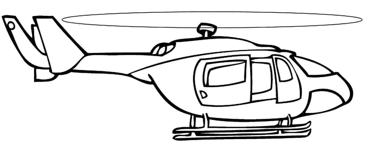 Helikopter boyama sayfası – kolay boyama, eğitici aktivite