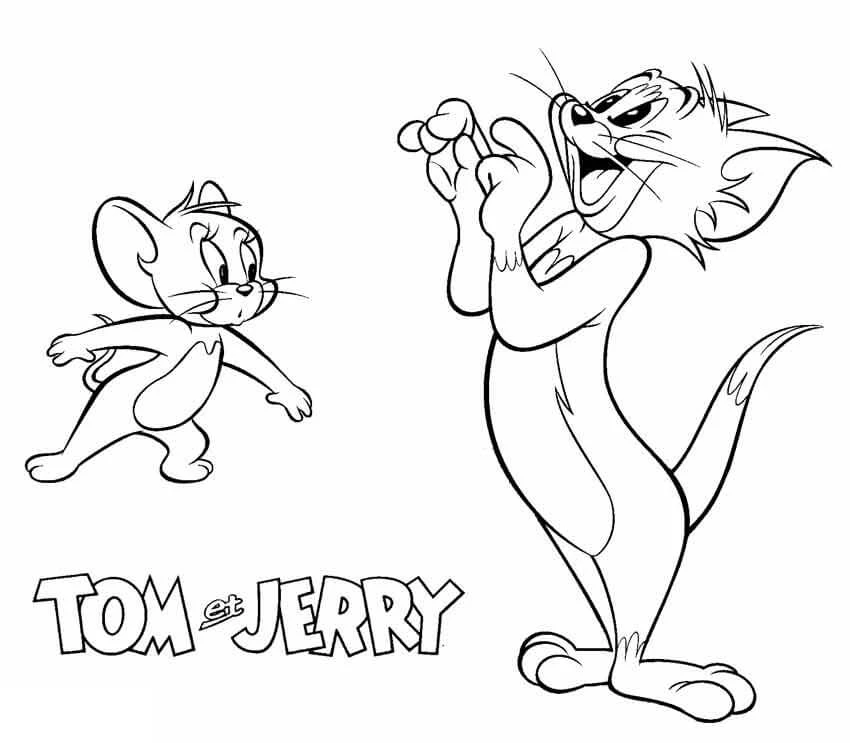 Tom Ve Jerry boyama sayfası #21 – yaratıcılığı geliştirir, keyifli zaman
