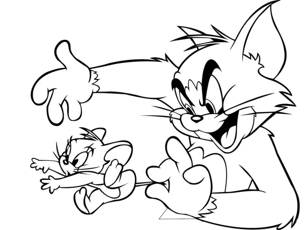 Tom Ve Jerry boyama sayfası #25 – çizgi film temalı, basit çizim