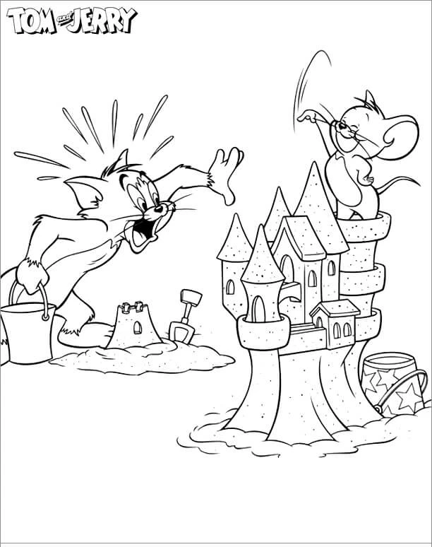 Tom Ve Jerry boyama sayfası #38 – aile ile vakit geçirme, renk bilgisini öğretir