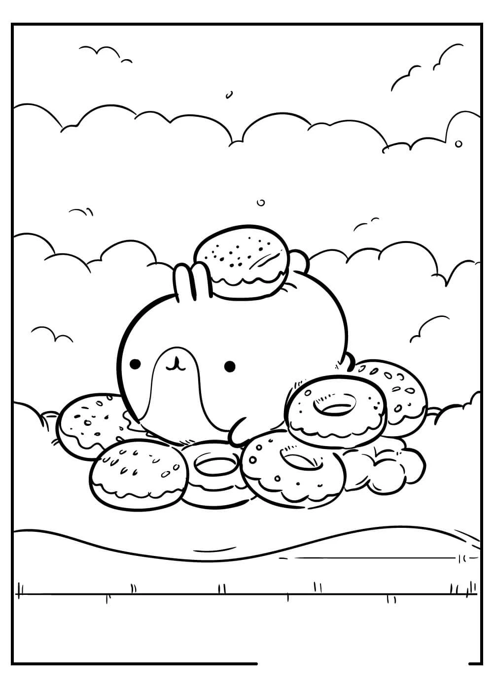 Kawaii boyama sayfası – renkli çizimler, okul öncesi