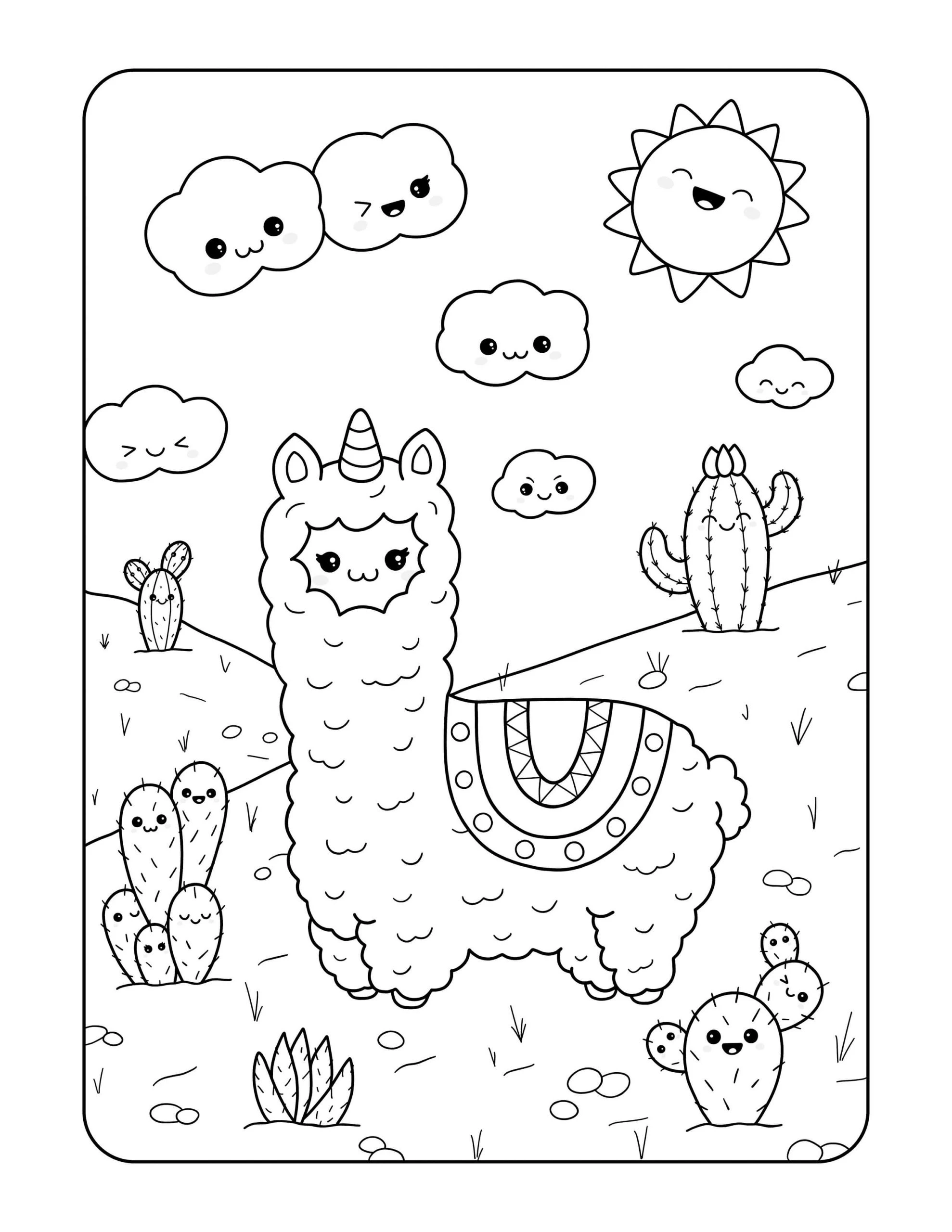 Kawaii boyama sayfası – okul öncesi, evde etkinlik