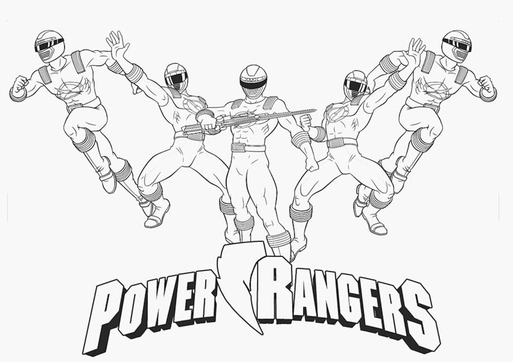 Power Rangers boyama sayfası – eğlenceli etkinlik, el becerilerini geliştirir