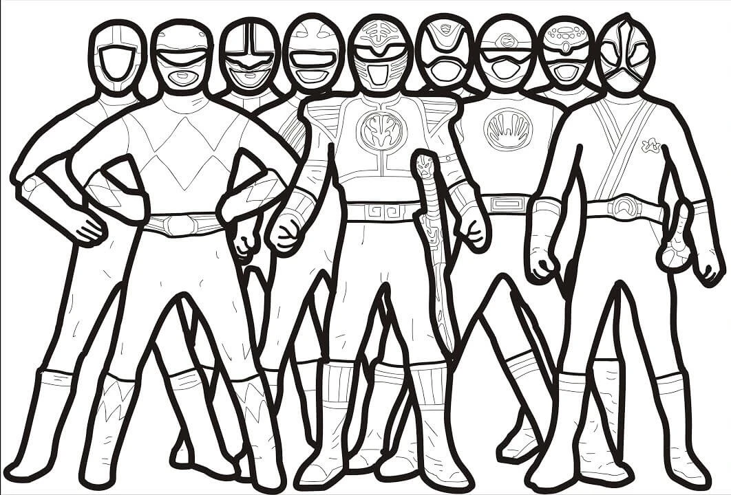 Power Rangers boyama sayfası – eğlenceli etkinlik, el becerilerini geliştirir
