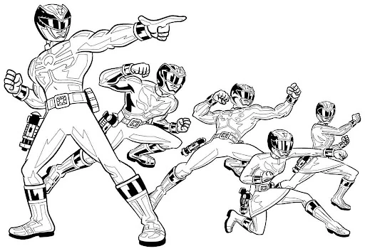 Power Rangers boyama sayfası – el becerilerini geliştirir, boyama çalışması