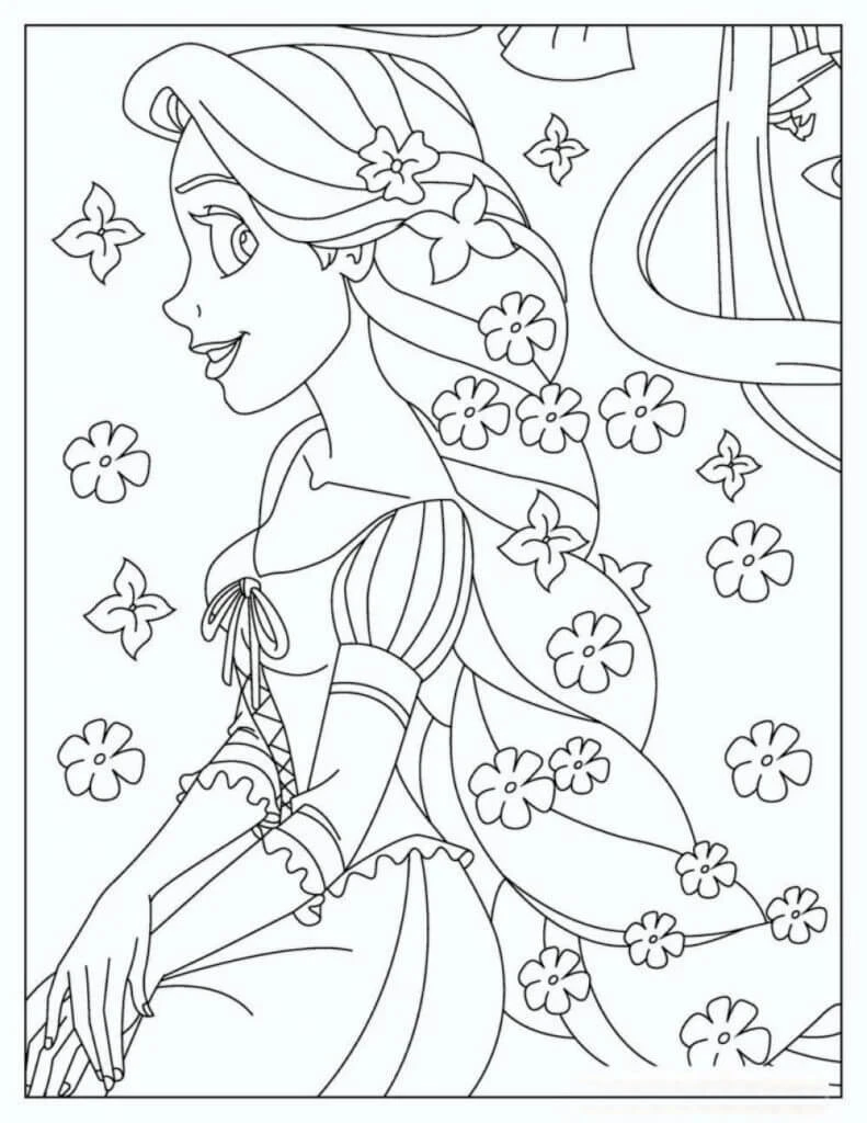 Rapunzel boyama sayfası – yaratıcılık, eğlenceli etkinlik
