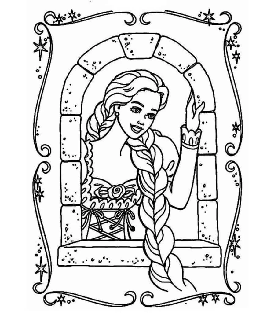Rapunzel boyama sayfası – PDF indir, sevimli karakter