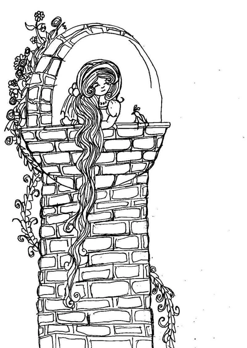 Rapunzel boyama sayfası – çocuklar için, çizgi film temalı