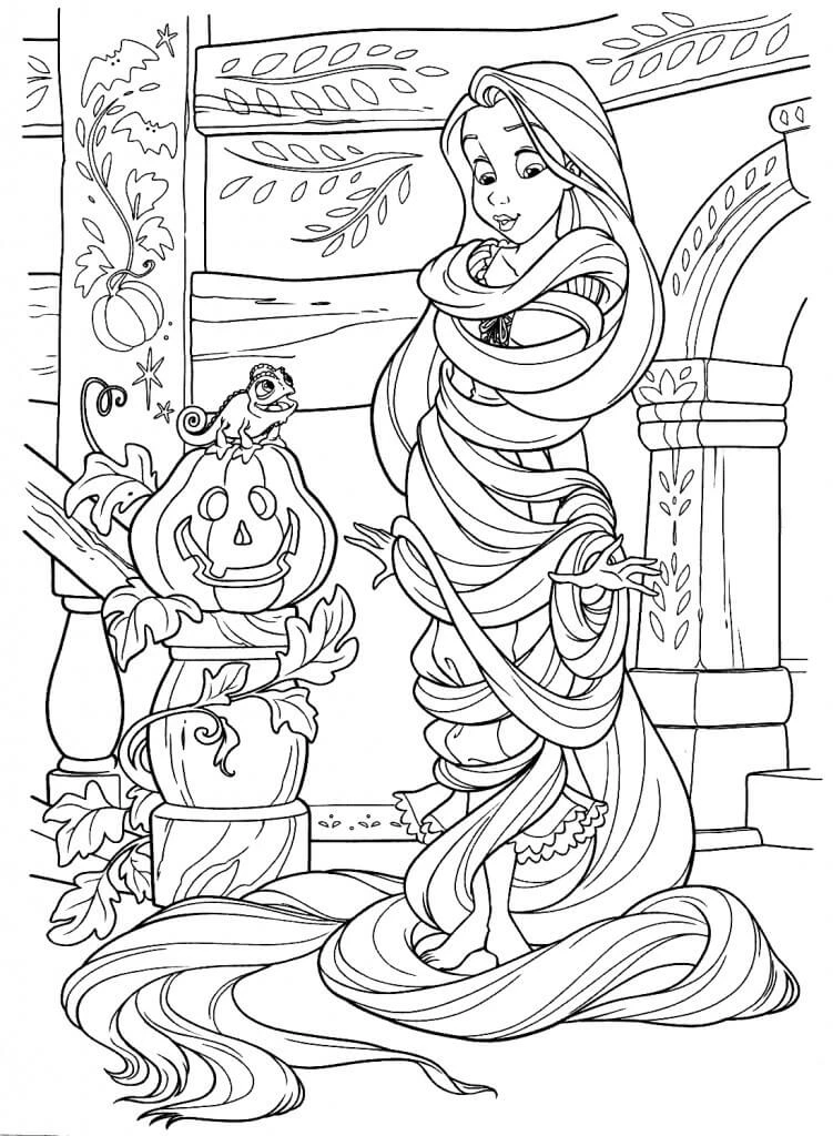 Rapunzel boyama sayfası – kolay boyama, eğitici aktivite