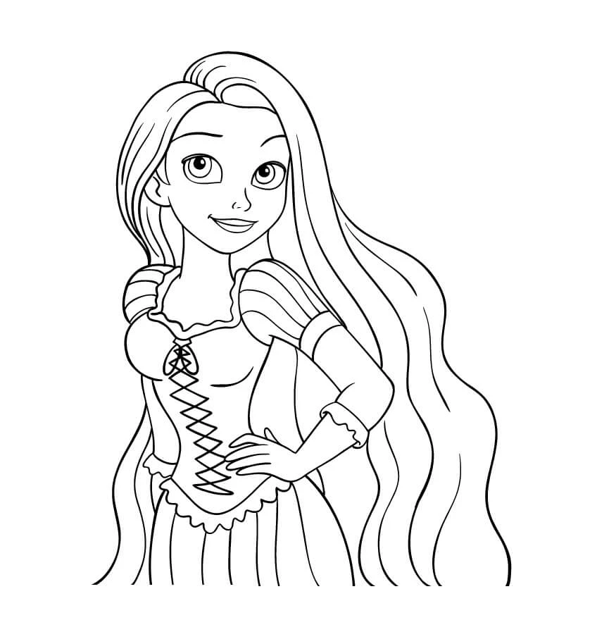 Rapunzel boyama sayfası – çocuk aktivitesi, PDF indir