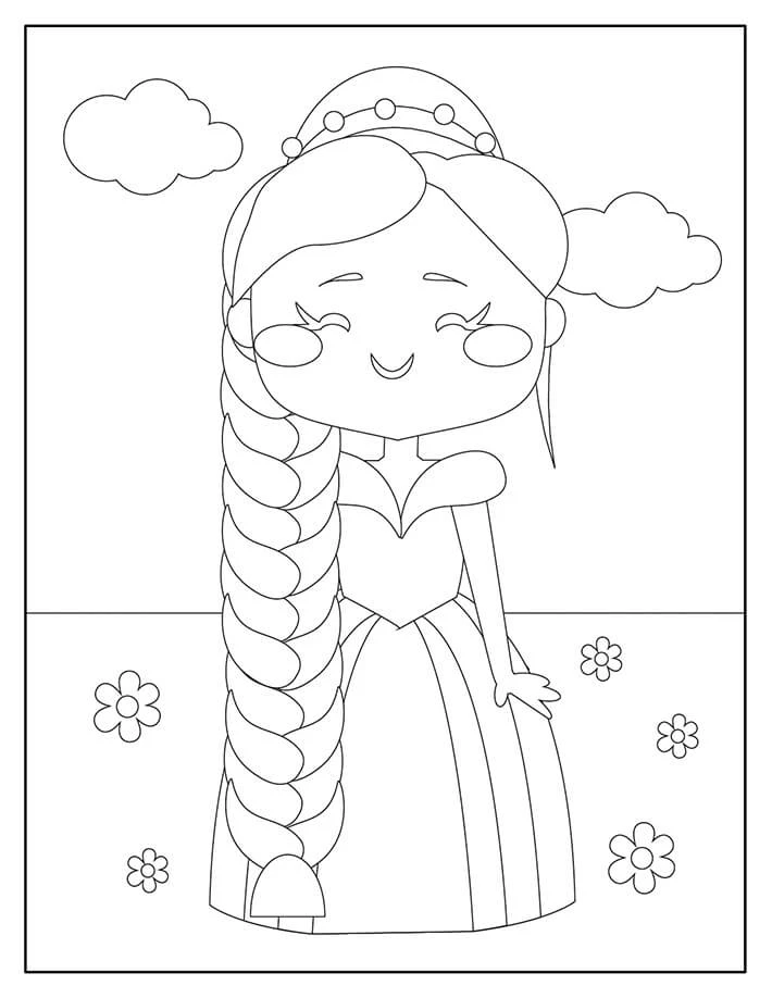 Rapunzel boyama sayfası – okul öncesi, evde etkinlik