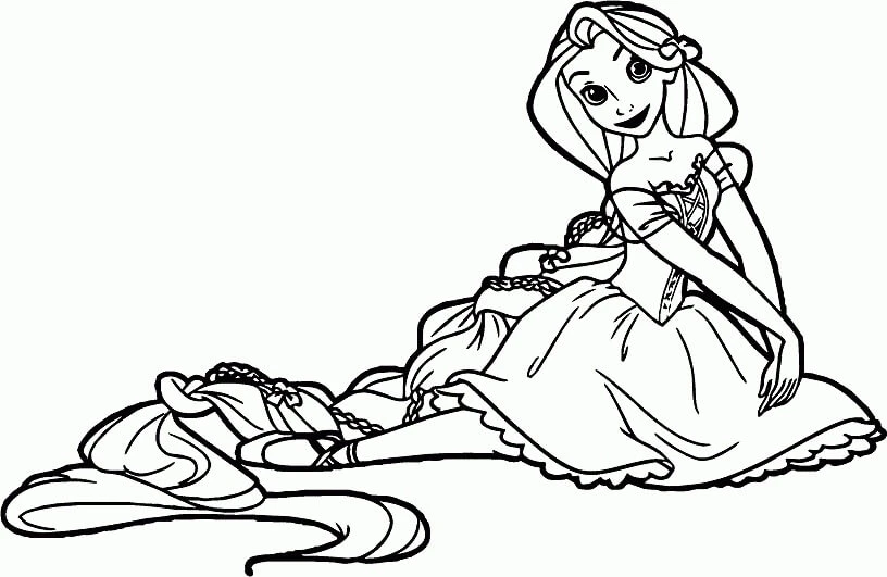 Rapunzel boyama sayfası – sevimli karakter, sanatsal çalışma