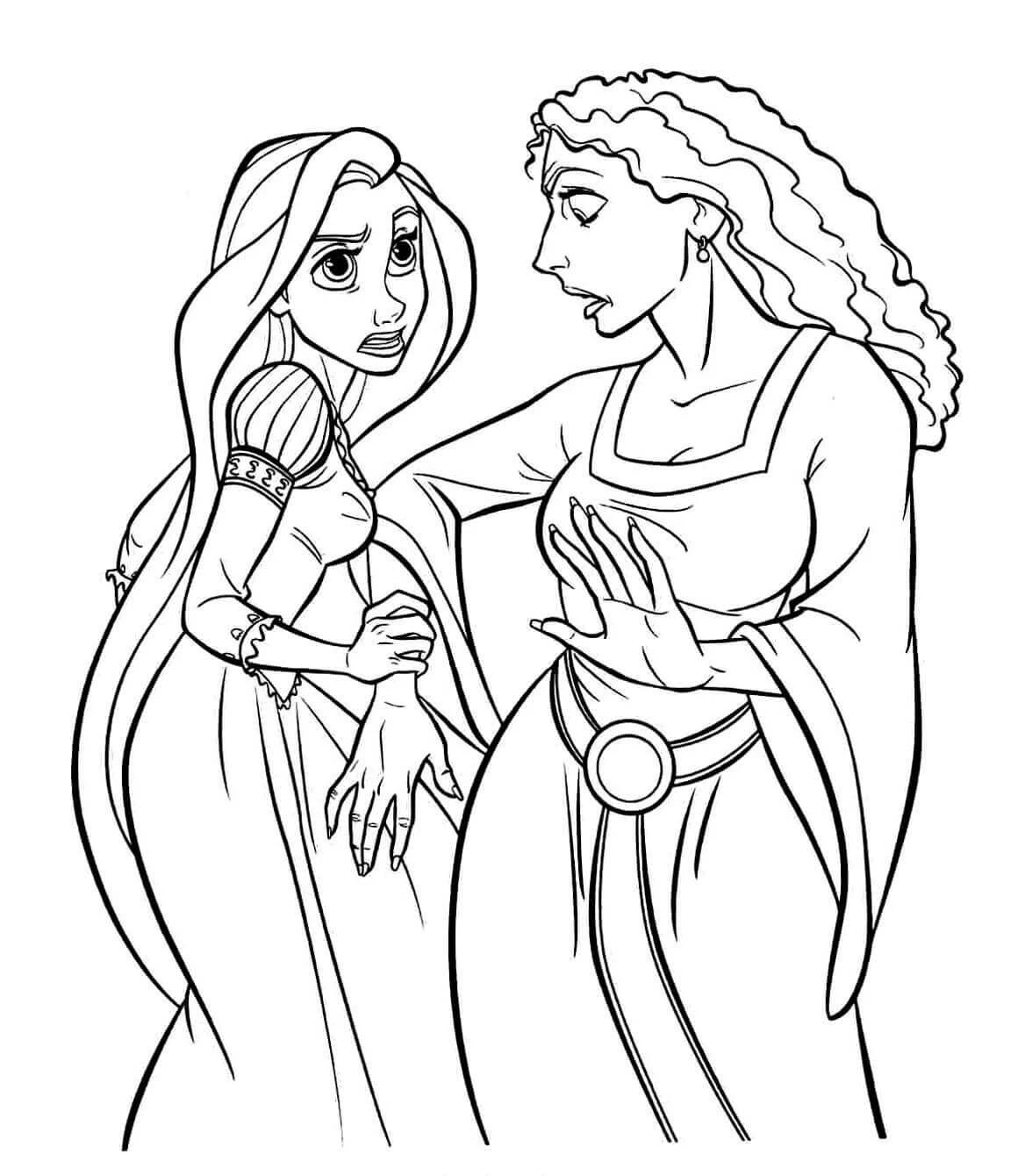 Rapunzel boyama sayfası – çocuk aktivitesi, PDF indir
