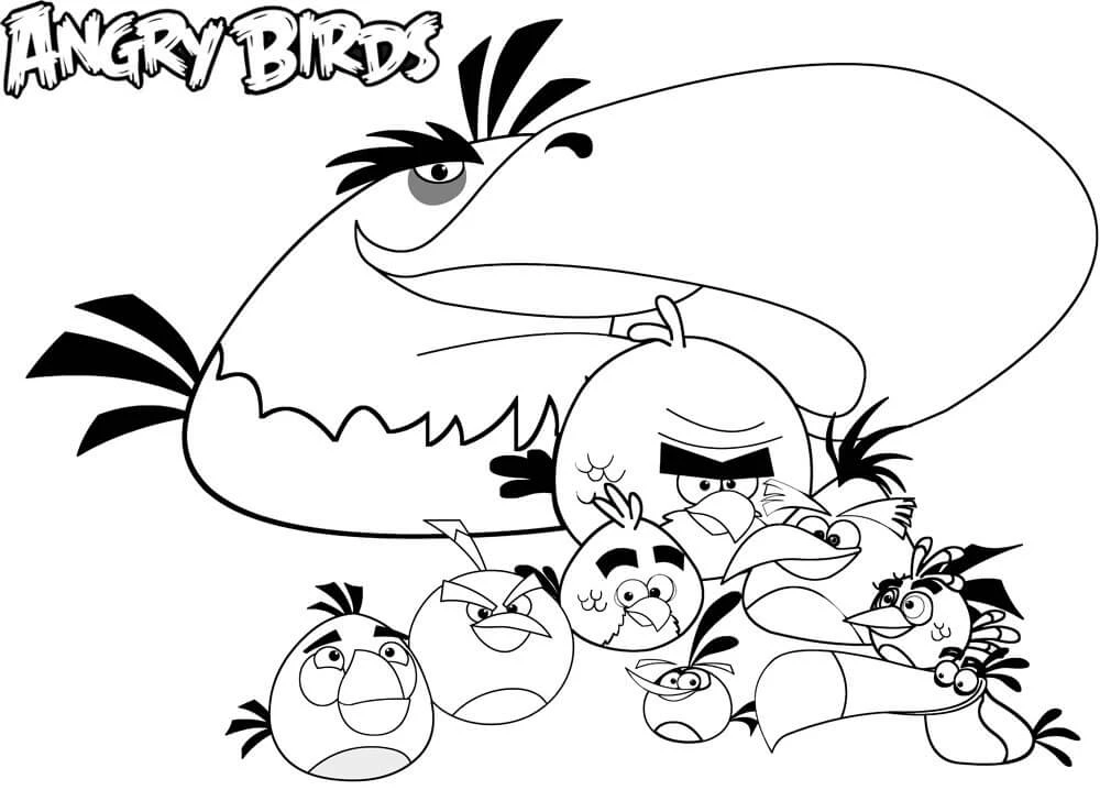 Angry Birds boyama sayfası – el becerilerini geliştirir, boyama çalışması