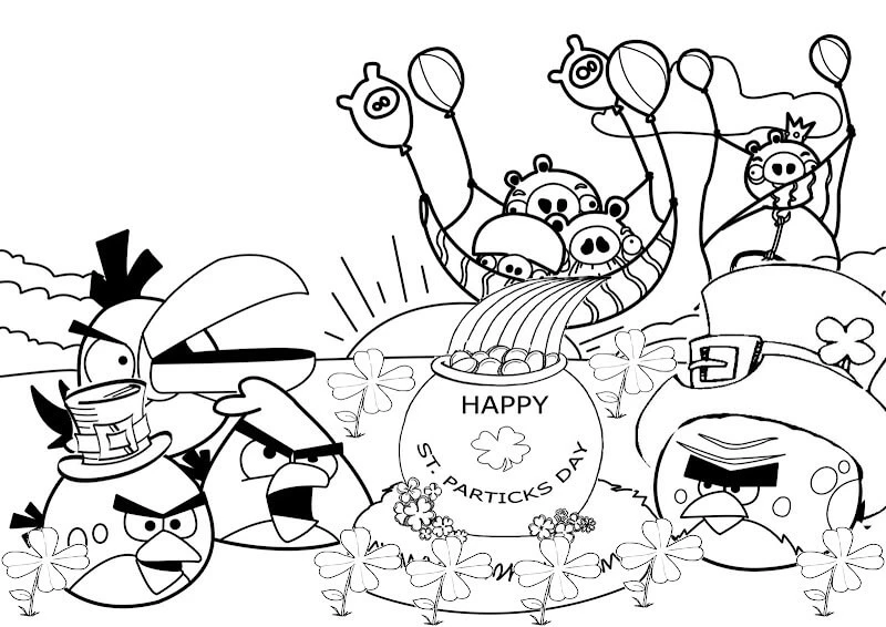 Angry Birds boyama sayfası – sanatsal çalışma, çocuklar için