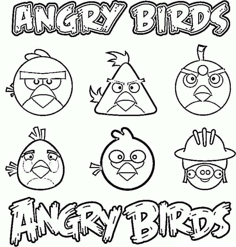 Angry Birds boyama sayfası – basit çizim, kolay boyama