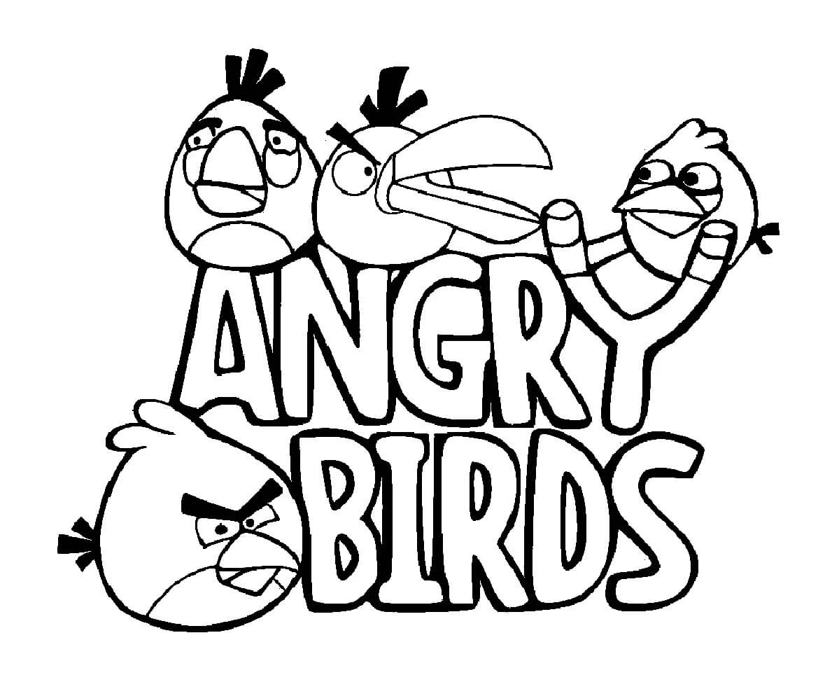 Angry Birds boyama sayfası – çocuklar için, çizgi film temalı