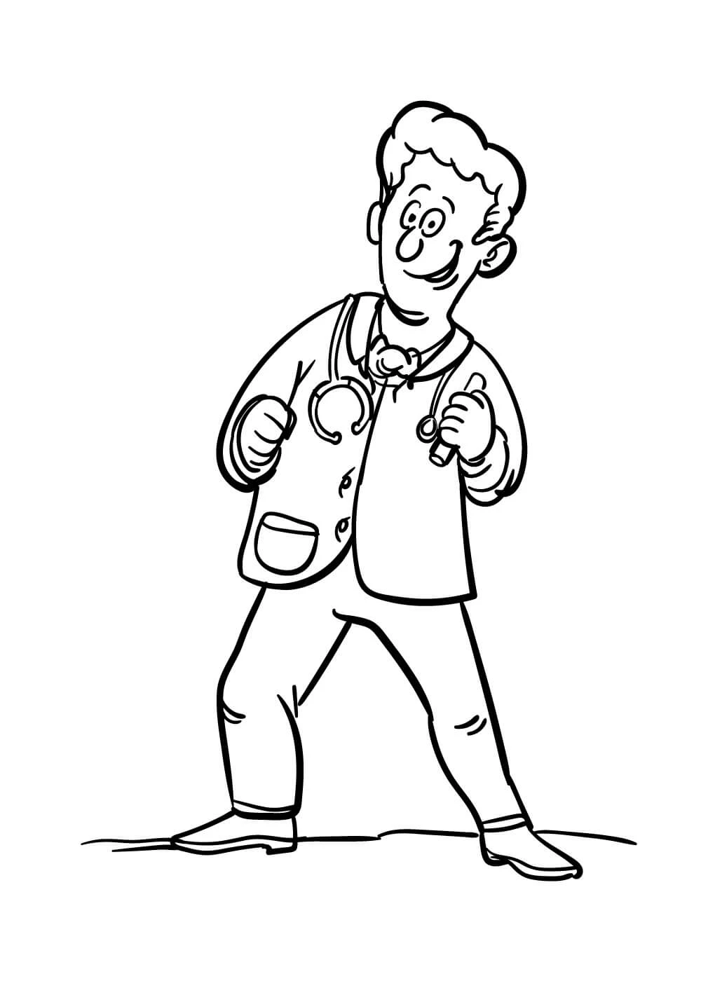 Doktor boyama sayfası – sevimli karakter, sanatsal çalışma