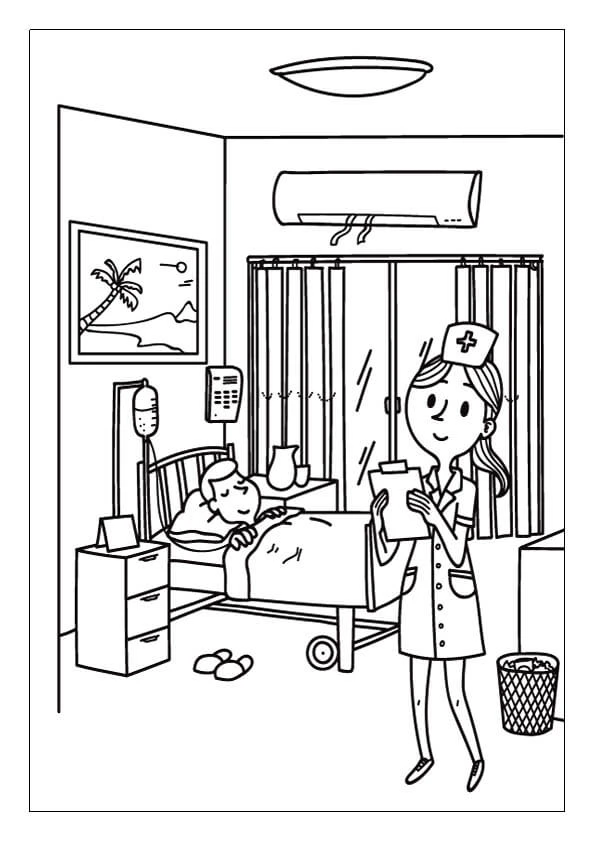 Doktor boyama sayfası – kolay boyama, eğitici aktivite
