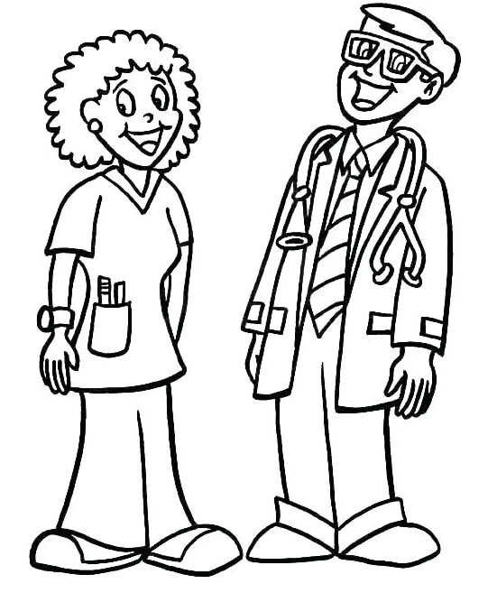 Doktor boyama sayfası – eğitici aktivite, yaratıcılık