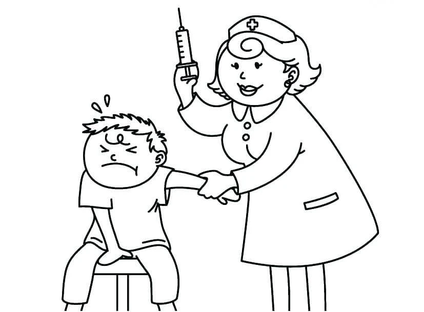 Doktor boyama sayfası – renkli çizimler, okul öncesi