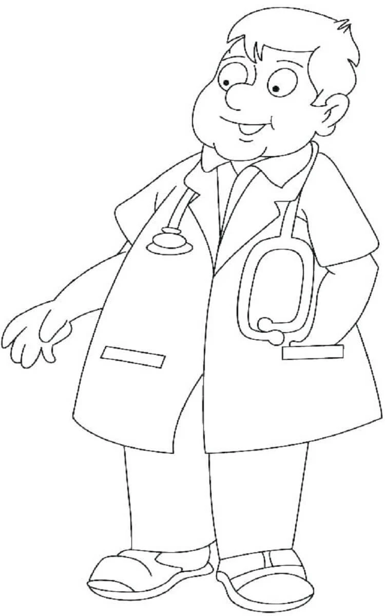 Doktor boyama sayfası – çocuklar için, çizgi film temalı
