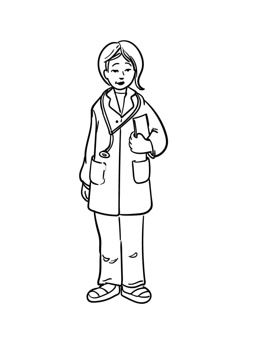 Doktor boyama sayfası – eğlenceli etkinlik, el becerilerini geliştirir