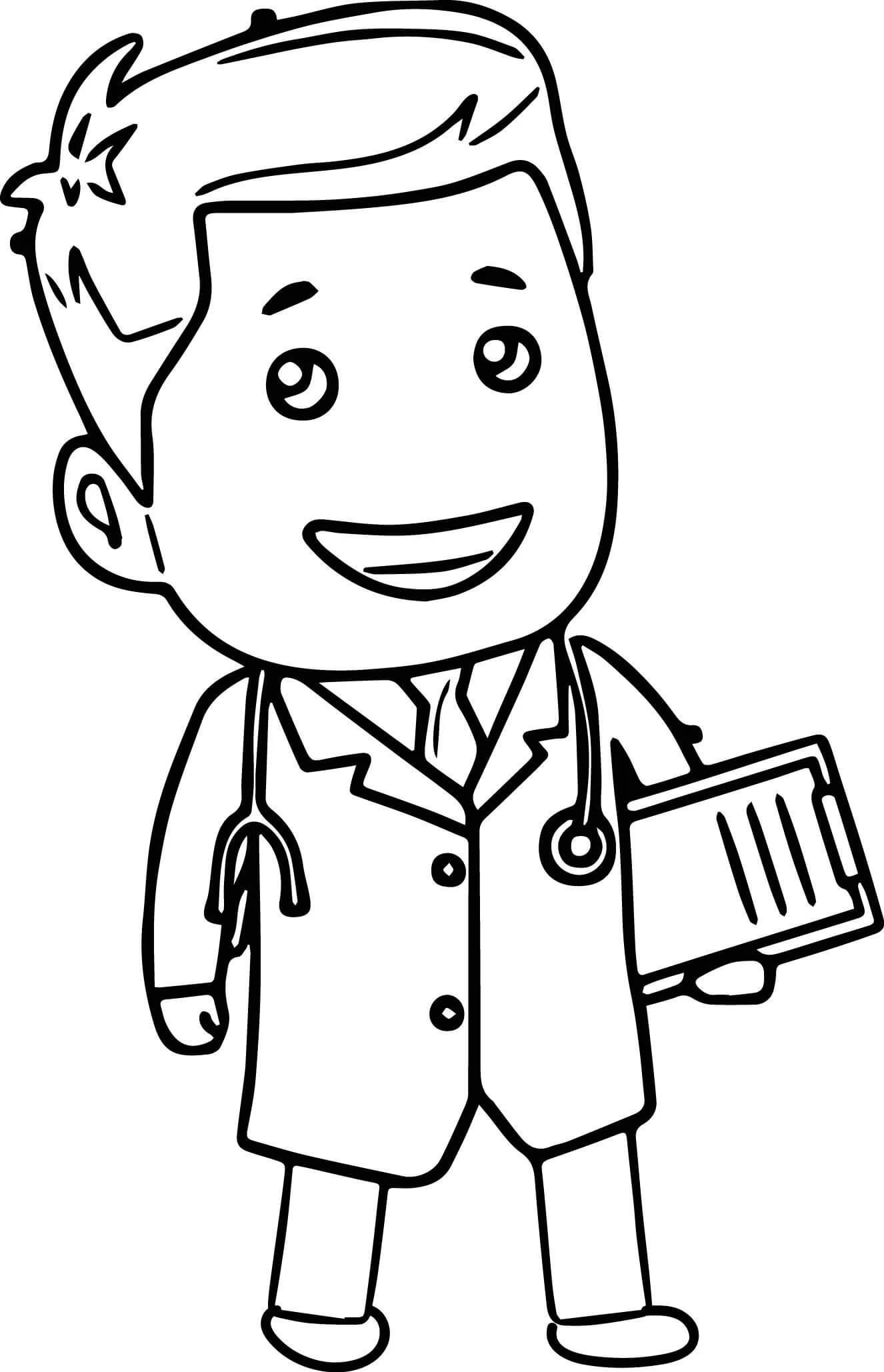 Doktor boyama sayfası – el becerilerini geliştirir, boyama çalışması