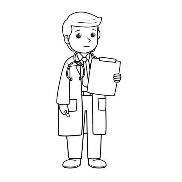 Doktor boyama sayfası – basit çizim, kolay boyama