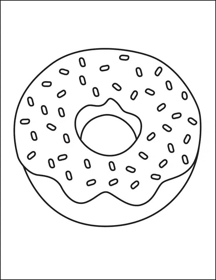 Donut boyama sayfası #24 – renkli çizimler, dikkat ve odaklanma geliştirir