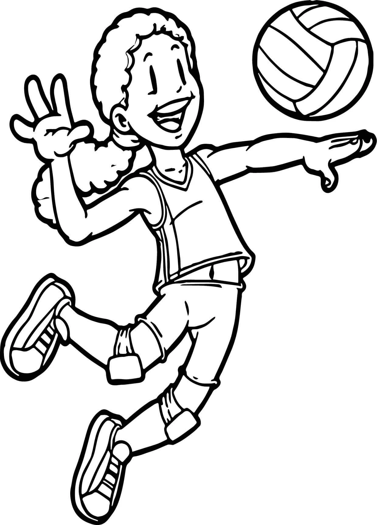 Voleybol boyama sayfası – el becerilerini geliştirir, boyama çalışması