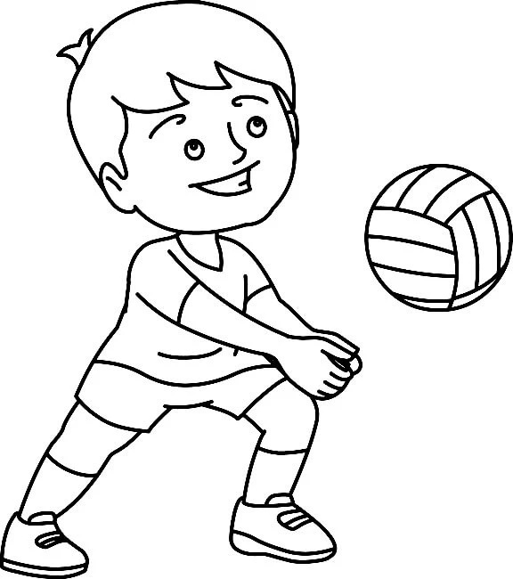 Voleybol boyama sayfası – keyifli zaman, renkli çizimler