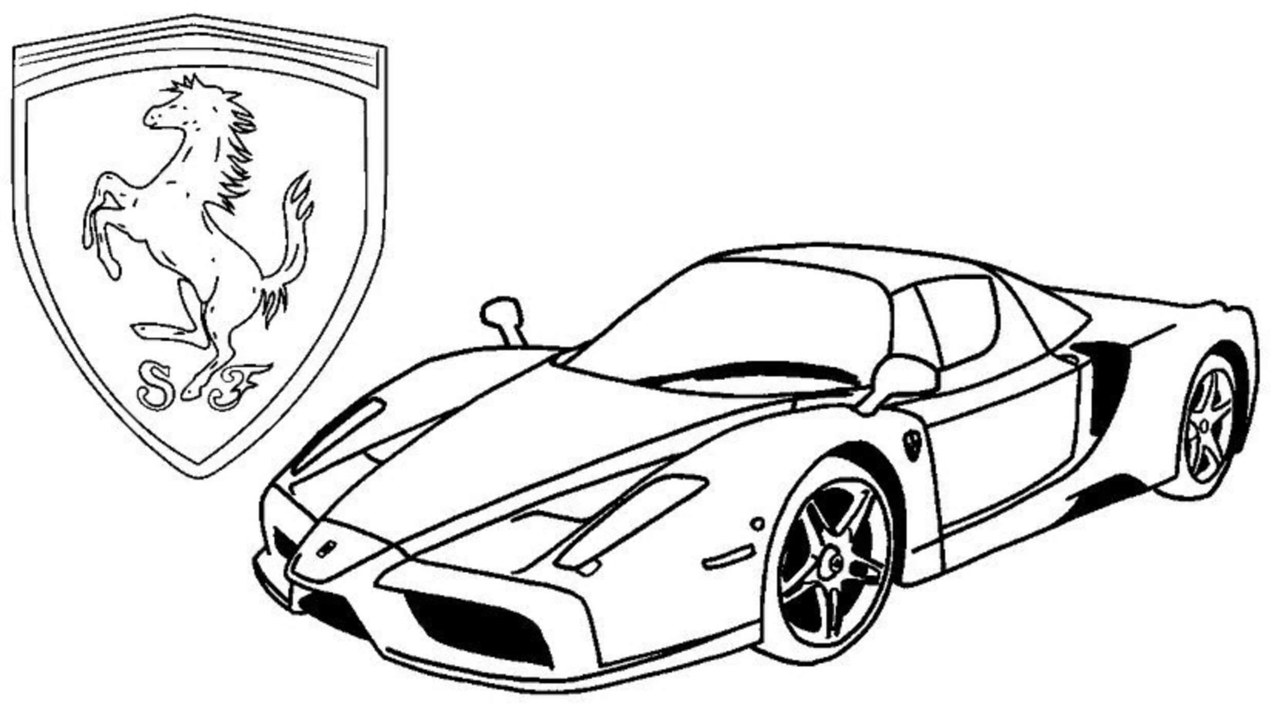 Ferrari boyama sayfası – sanatsal çalışma, çocuklar için