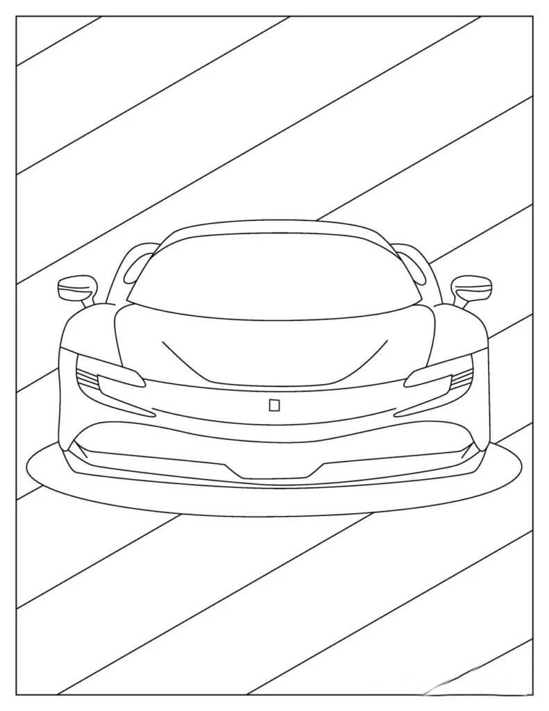 Ferrari boyama sayfası – eğlenceli etkinlik, el becerilerini geliştirir