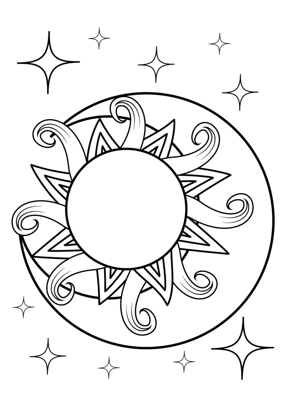 Güneş boyama sayfası #37 – günlük etkinlik önerisi, kolay boyama