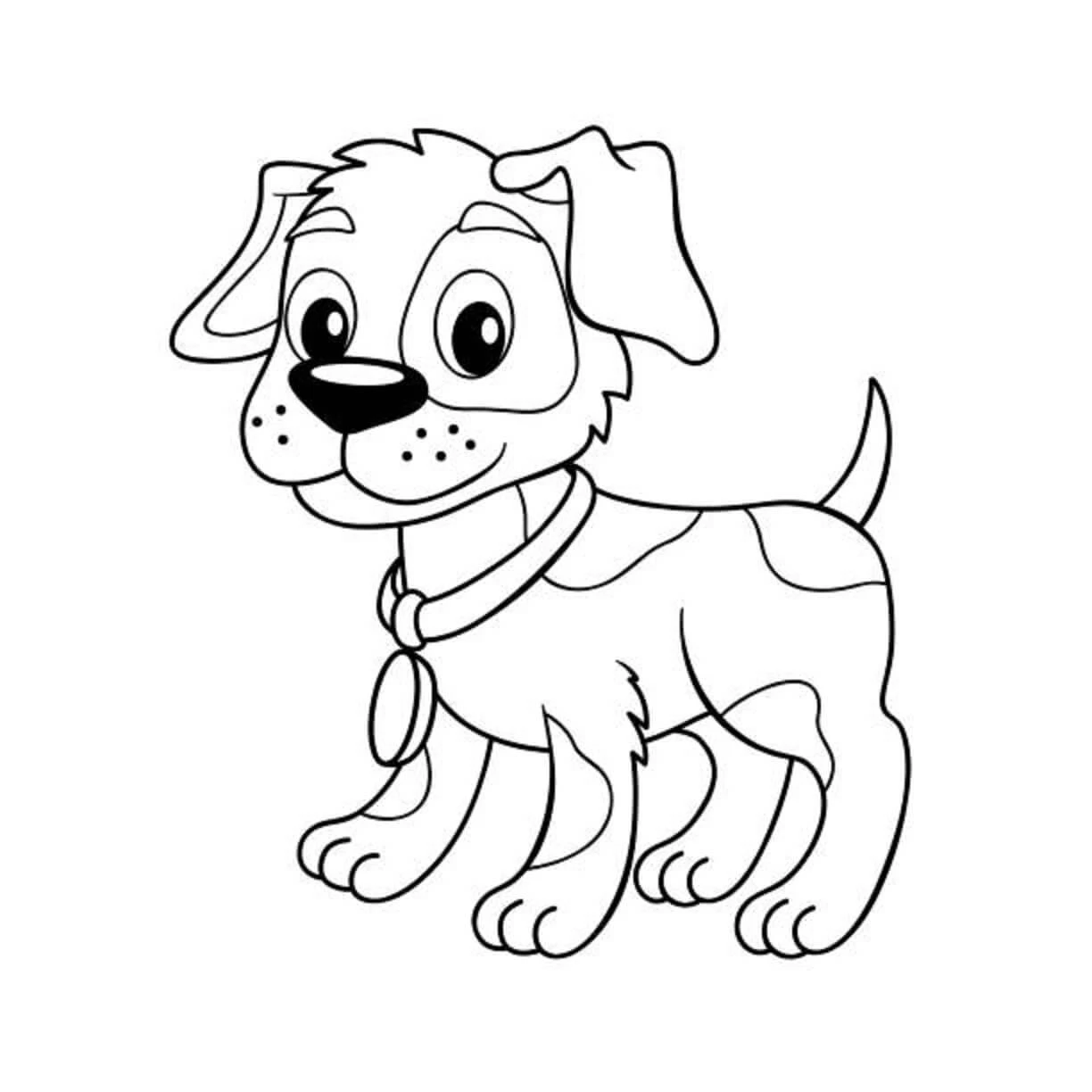 Köpek boyama sayfası #595 – PDF indir, sevimli karakter