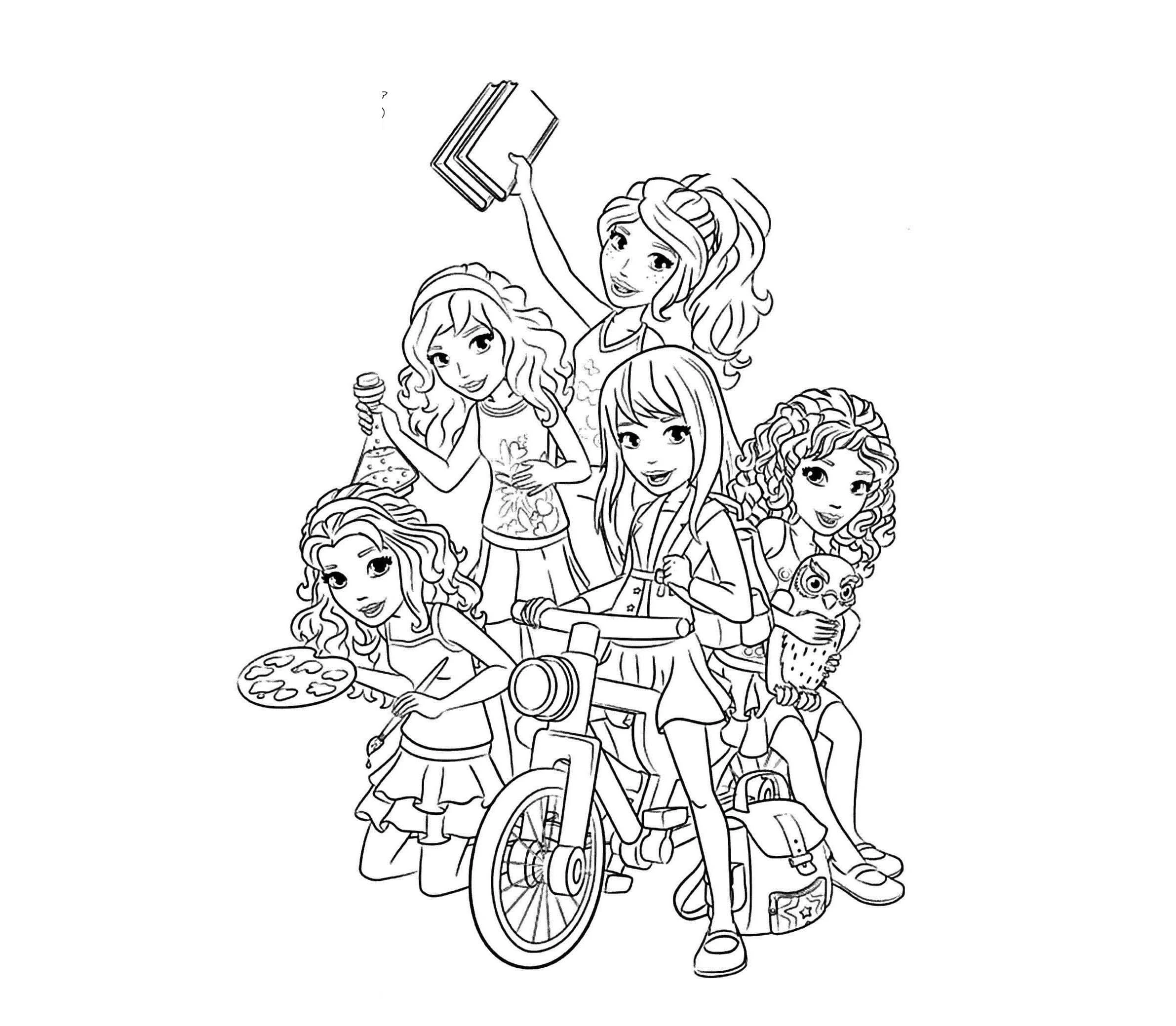 Lego Friends boyama sayfası – basit çizim, kolay boyama