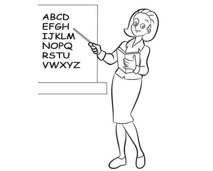 Öğretmen boyama sayfası – sanatsal çalışma, çocuklar için