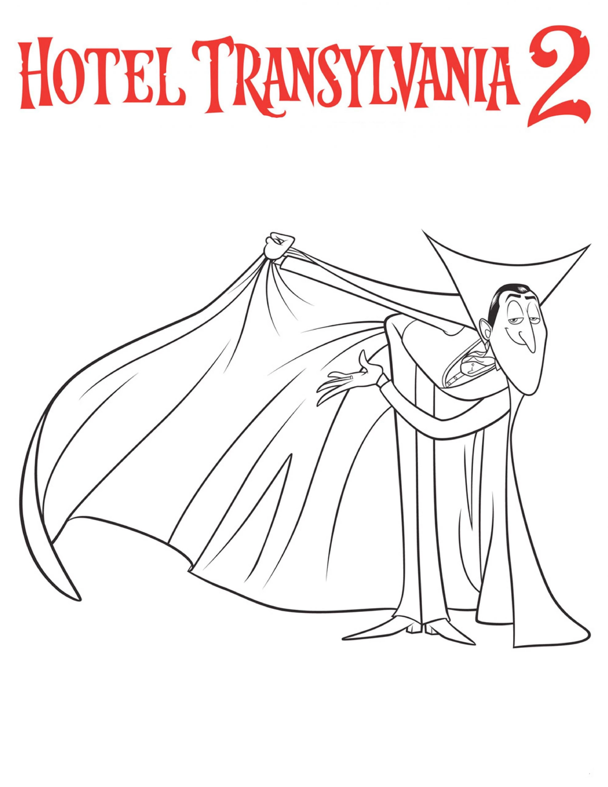 Otel Transilvanya boyama sayfası – çocuklar için, çizgi film temalı